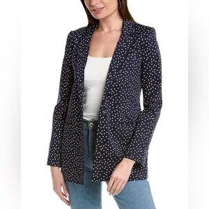 Court & Rowe Scatter Dot Blue Night Blazer Navy & White Polka Dot Jacket Sz 2